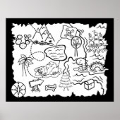 Kinder Pagina voor het kleuren van de Treasure Map Poster (Voorkant)