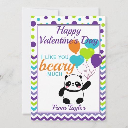 Kinder Panda Valentijnsdag Feestdagenkaart (Voorkant)