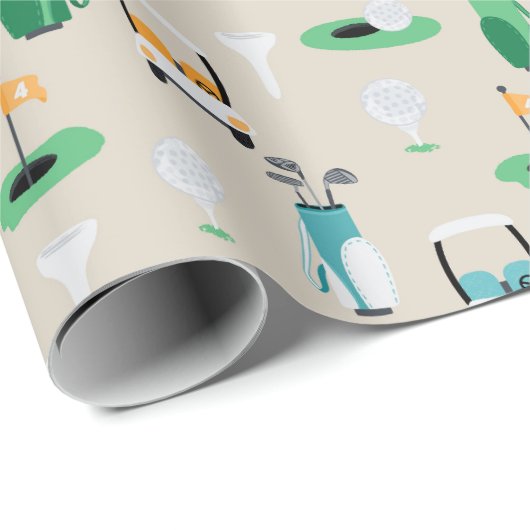 Kinder, Pap, Grampa Golfer Golfcart Golfsport Cadeaupapier (Rol Hoek)