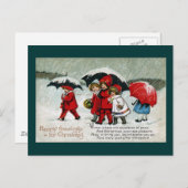 Kinder paraplu's in de sneeuw feestdagenkaart (Voorkant / Achterkant)