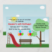 Kinder Park Birthday Party Invitation Kaart (Voorkant / Achterkant)