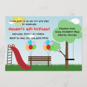 Kinder Park Birthday Party Invitation Kaart