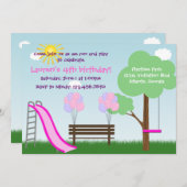 Kinder Park Birthday Party Invitation Kaart (Voorkant / Achterkant)