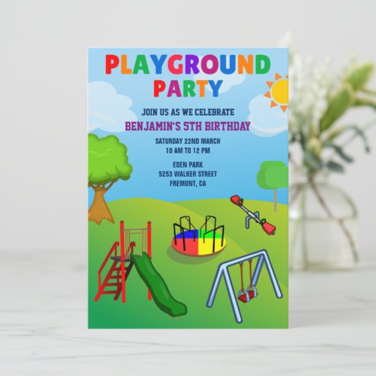 Kinder park in Colorful Playground Kaart (Staand voorkant)