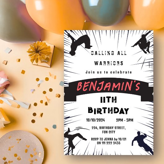 Kinder Parkour Obstacle Course Party Verjaardag Kaart