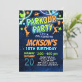 Kinder Parkour Verjaardagsfeestuitnodiging Kaart (Staand voorkant)