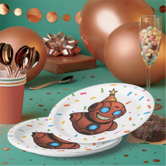 Kinder Partij Bord – Schattigee Rode Robot met Par