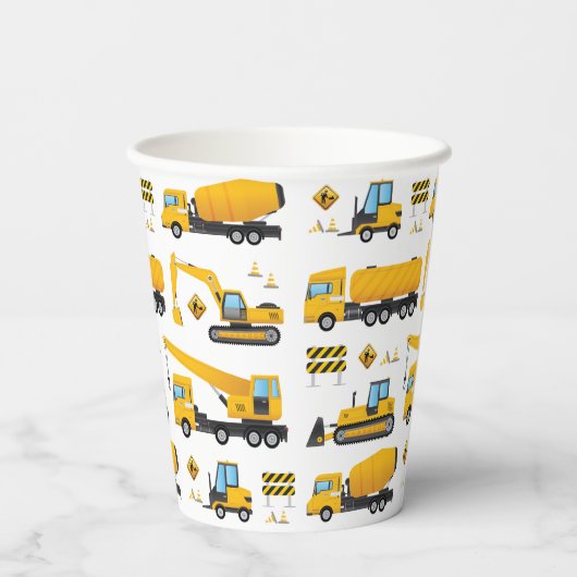 Kinder partij Cute Yellow Construction Dump Truck Papieren Bekers (Achterkant)