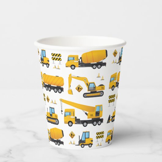Kinder partij Cute Yellow Construction Dump Truck Papieren Bekers (Voorkant)
