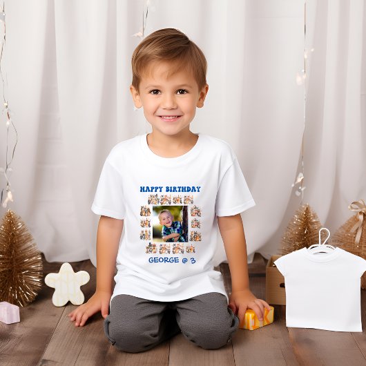 Kinder Partij Dieren Thema Aangepaste Foto Verjaar T-shirt