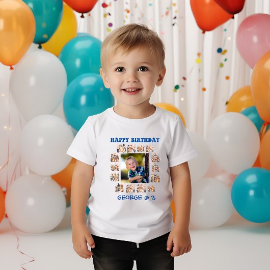 Kinder Partij Dieren Thema Aangepaste Foto Verjaar T-shirt