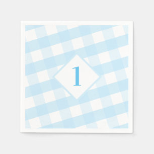 KINDER PARTIJ  gingham patroon jongen blauw leefti Servet