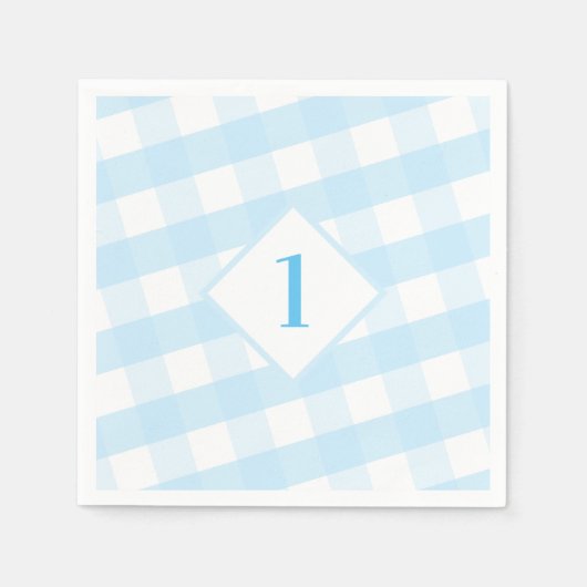 KINDER PARTIJ  gingham patroon jongen blauw leefti Servet (Voorkant)