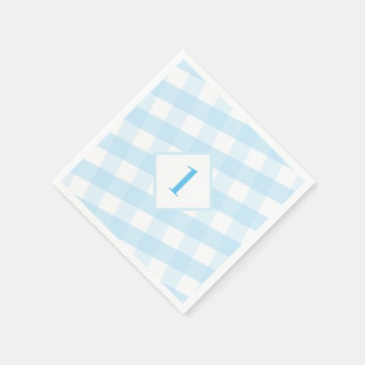 KINDER PARTIJ gingham patroon jongen blauw leefti Servet (Hoek)