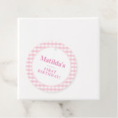 KINDER PARTIJ  gingham patroon roze Bedankjes Labels (In situ)