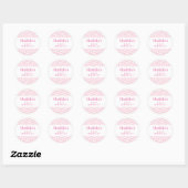 KINDER PARTIJ gingham patroon roze Ronde Sticker (Vel)