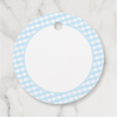KINDER PARTIJ  gingham patroonjongen blauw Napkin Bedankjes Labels (Achterkant)