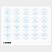 KINDER PARTIJ  gingham patroonjongen blauw Ronde Sticker (Vel)