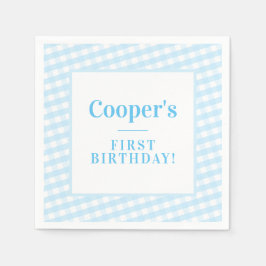 KINDER PARTIJ  gingham patroonjongen blauw Servet