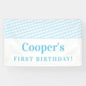 KINDER PARTIJ  gingham patroonjongen bleek blauw Spandoek (Horizontaal)