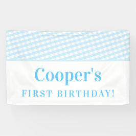 KINDER PARTIJ  gingham patroonjongen bleek blauw Spandoek