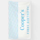 KINDER PARTIJ  gingham patroonjongen bleek blauw Spandoek (Verticaal)