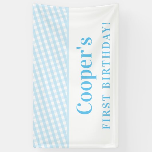 KINDER PARTIJ  gingham patroonjongen bleek blauw Spandoek (Verticaal)