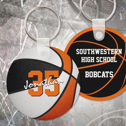 kinder partij gunsten zwart sinaasappel basketbal sleutelhanger