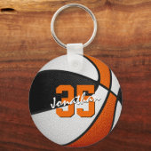 kinder partij gunsten zwart sinaasappel basketbal sleutelhanger (Voorkant)