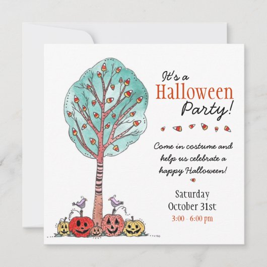 Kinder partij Halloween Kaart (Voorkant)