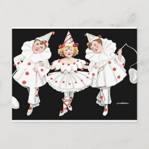 Kinder partij kostuum clown Pierrot Boy Girl Uitnodiging Briefkaart