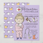 Kinder partij met veterinair thema kaart (Voorkant / Achterkant)