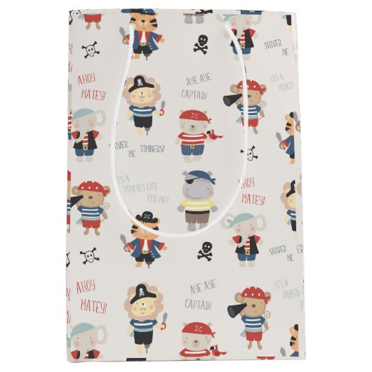 Kinder partij voor de bemanning van dieren Pirate  Medium Cadeauzakje (Voorkant)