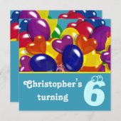 Kinder partijballonnen elke leeftijd kaart (Voorkant / Achterkant)