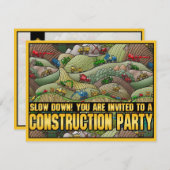 Kinder partijuitnodiging voor bouwapparatuur kaart (Voorkant / Achterkant)