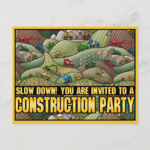 Kinder partijuitnodiging voor bouwapparatuur kaart