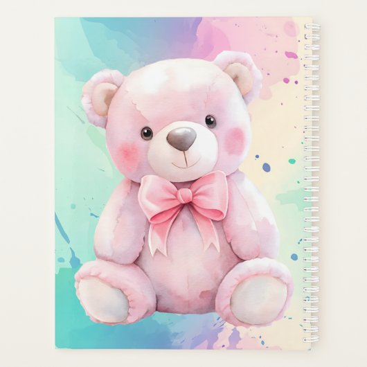 Kinder Party Planner Pastel Teddy Bear QR Code Log (Achterkant)