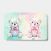 Kinder Party Planner Pastel Teddy Bear QR Code Log Badge (Achterkant)
