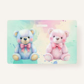 Kinder Party Planner Pastel Teddy Bear QR Code Log Badge (Achterkant)