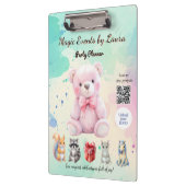 Kinder Party Planner Pastel Teddy Bear QR Code Log Klembord (Links)