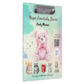 Kinder Party Planner Pastel Teddy Bear QR Code Log Klembord (Rechts)