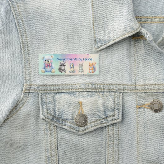 Kinder Party Planner Pastel Teddy Bear QR Code Log Naamplaatje (In situ)