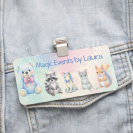 Kinder Party Planner Pastel Teddy Bear QR Code Log Naamplaatje