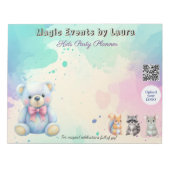 Kinder Party Planner Pastel Teddy Bear QR Code Log Notitieblok (Voorkant)