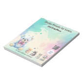 Kinder Party Planner Pastel Teddy Bear QR Code Log Notitieblok (Linkerzijde)
