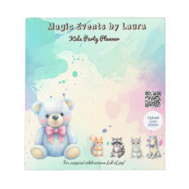 Kinder Party Planner Pastel Teddy Bear QR Code Log Notitieblok