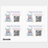 Kinder Party Planner Pastel Teddy Bear QR Code Log Rechthoekige Sticker (Vel)