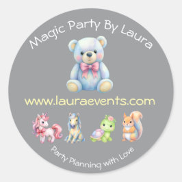 Kinder Party Planner Pastel Teddy Bear QR Code Log Ronde Sticker