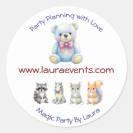Kinder Party Planner Pastel Teddy Bear QR Code Log Ronde Sticker