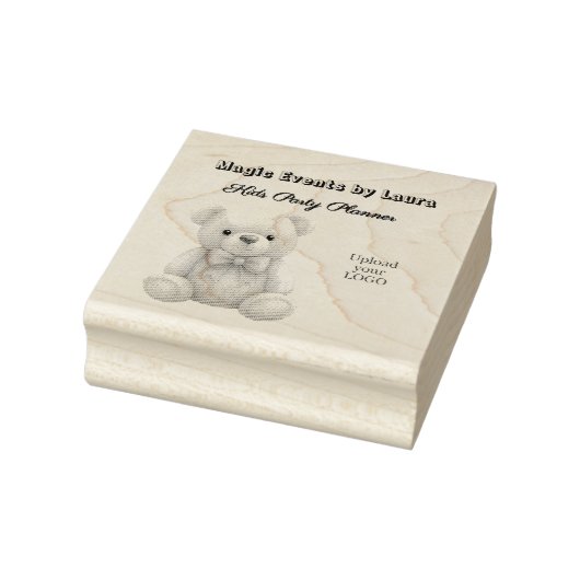 Kinder Party Planner Pastel Teddy Bear QR Code Log Rubberstempel (Stempel)